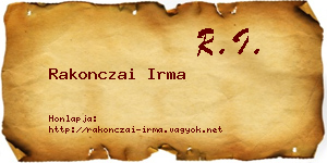 Rakonczai Irma névjegykártya